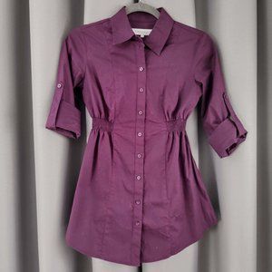 Clockhouse Purple Button Down W/ Roll-up Sleeves